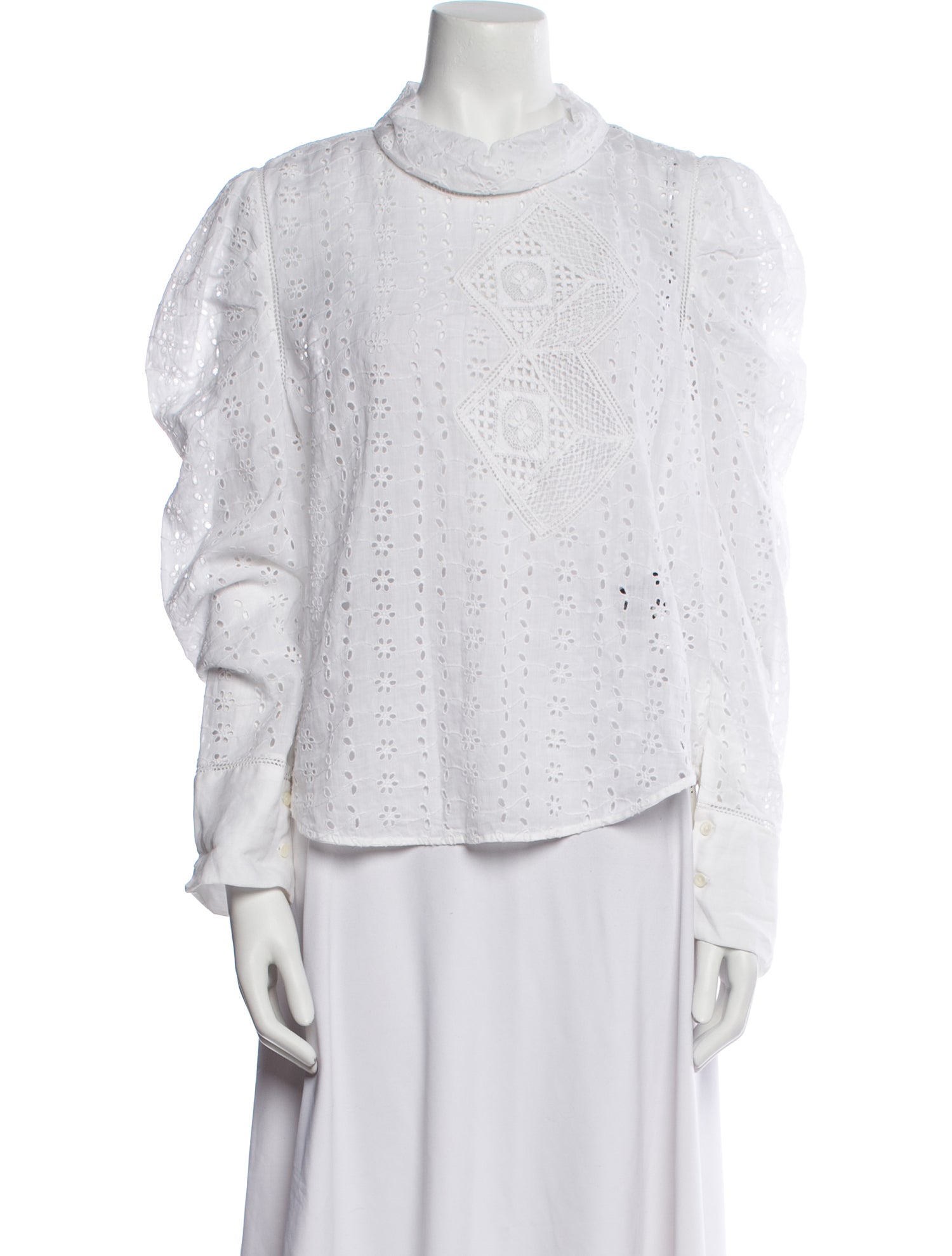 Isabel Marant Mock Neck Long Sleeve Button-Up Top