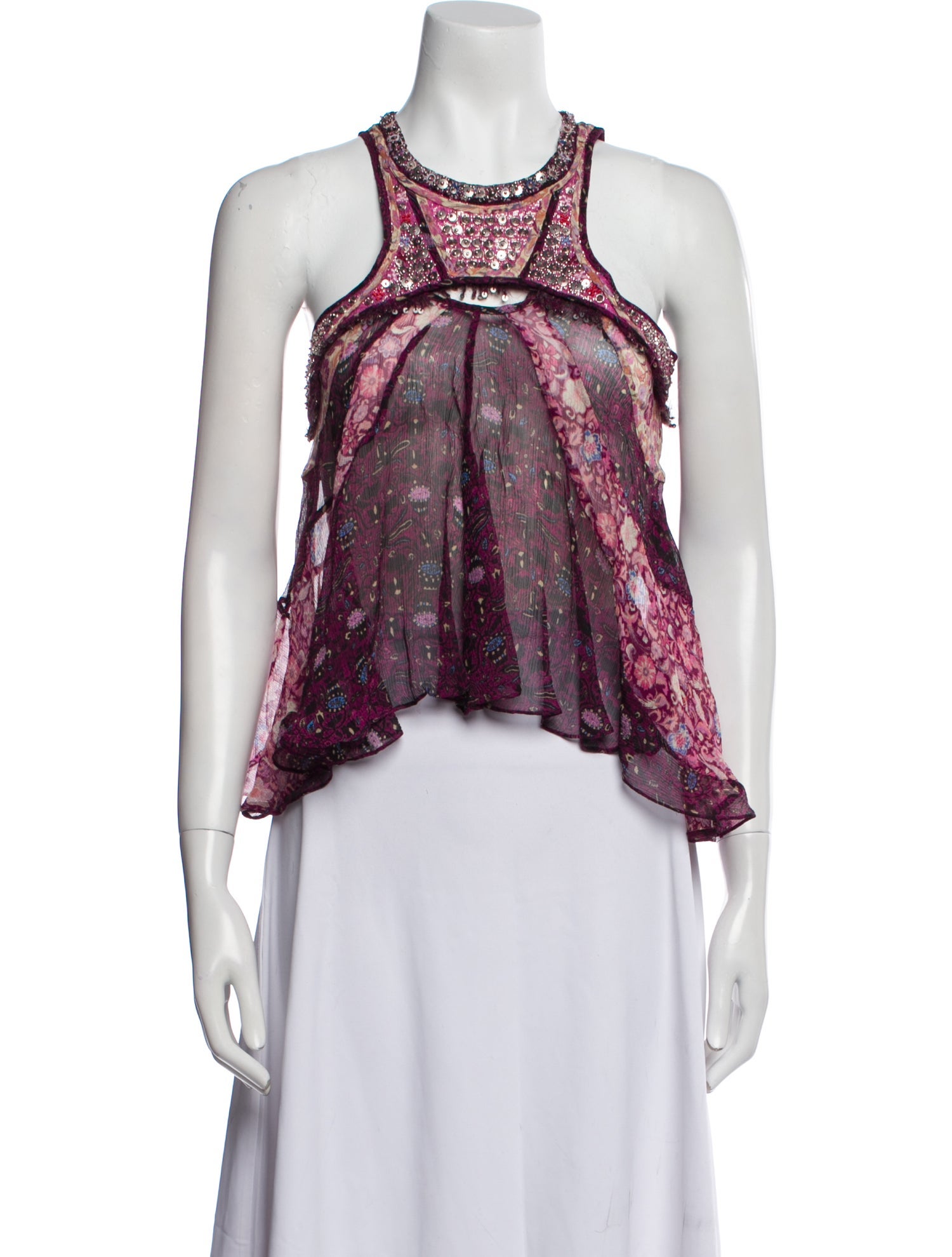 Isabel Marant Silk Floral Print Crop Top