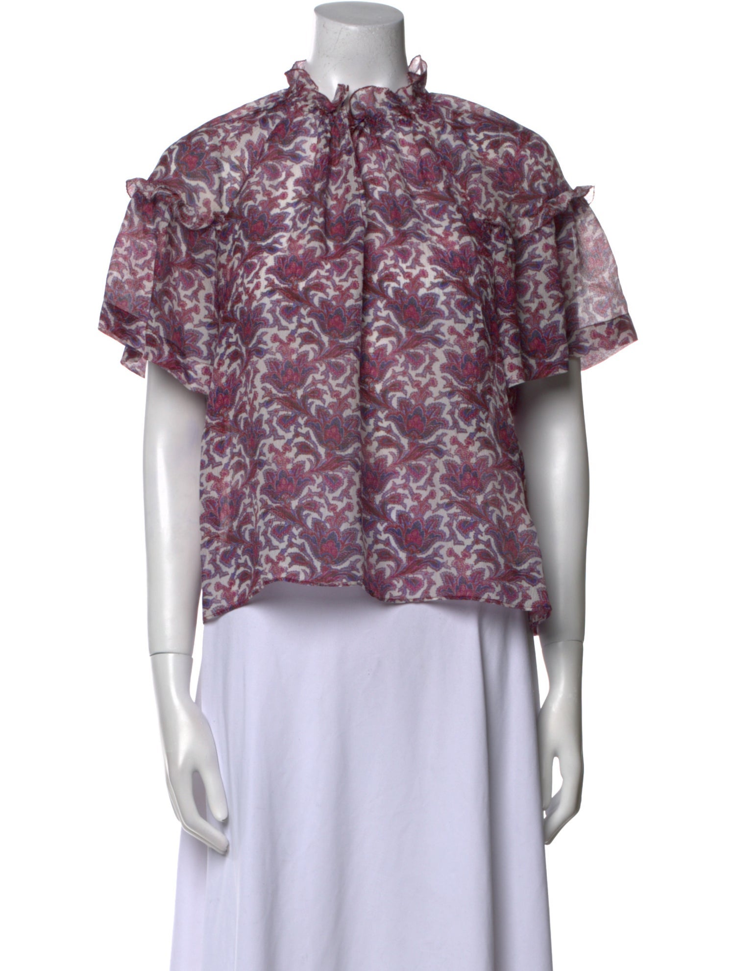 Isabel Marant Floral Print Mock Neck Crop Top