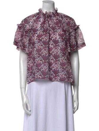 Isabel Marant Floral Print Mock Neck Crop Top
