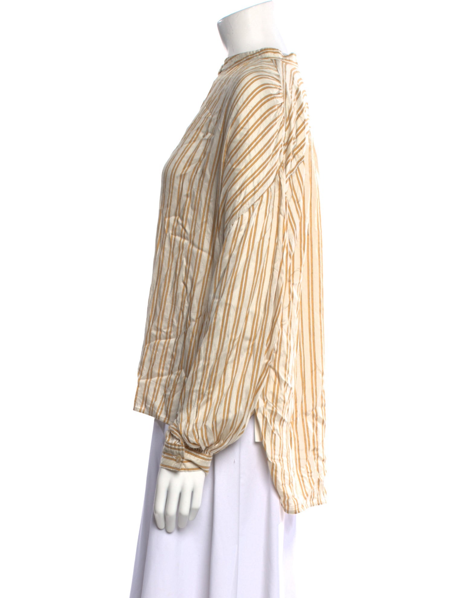 Isabel Marant Striped Mock Neck Button-Up Top