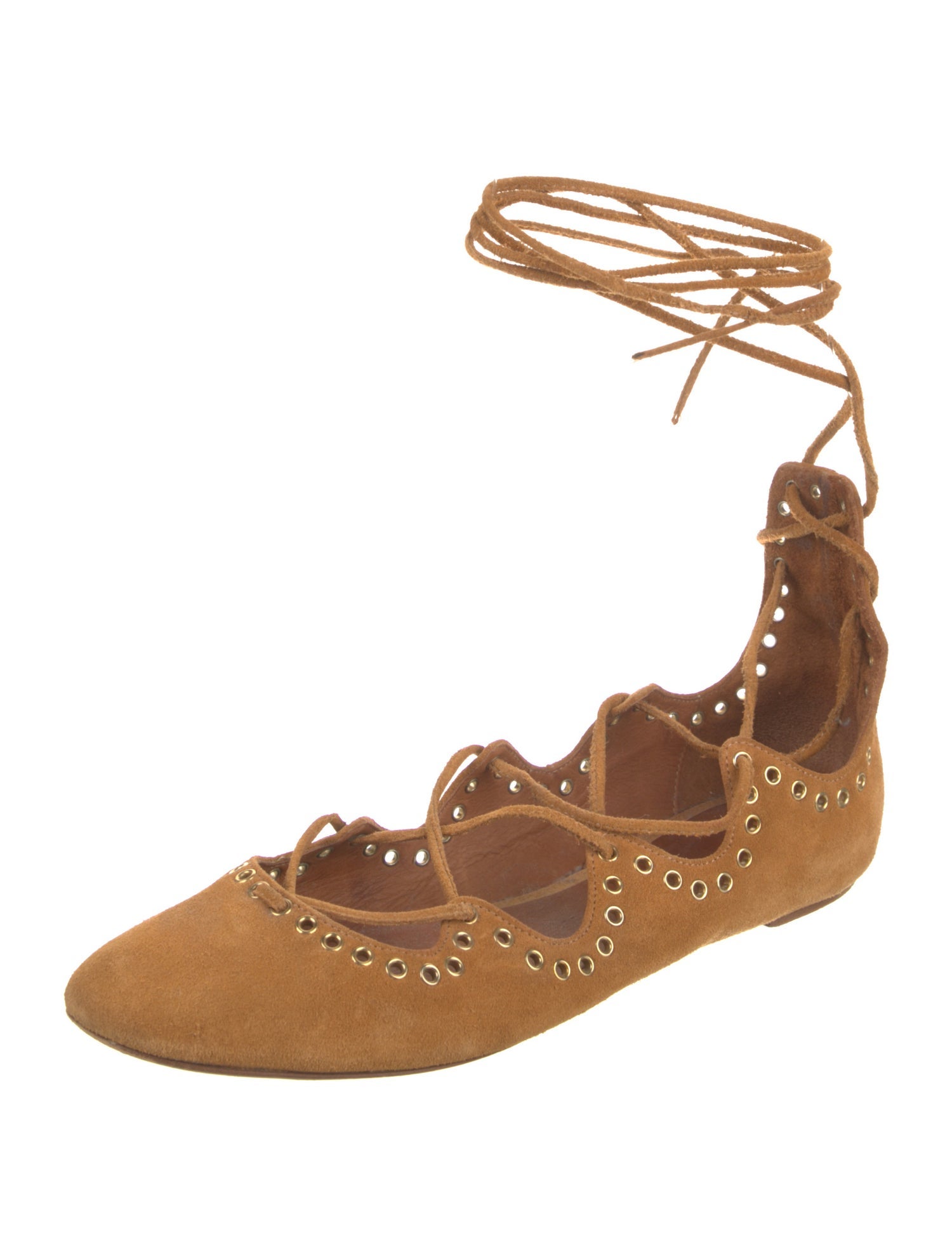 Isabel Marant Suede Eyelet Trim Flats