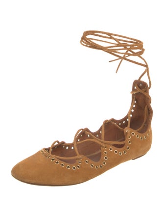 Isabel Marant Suede Eyelet Trim Flats