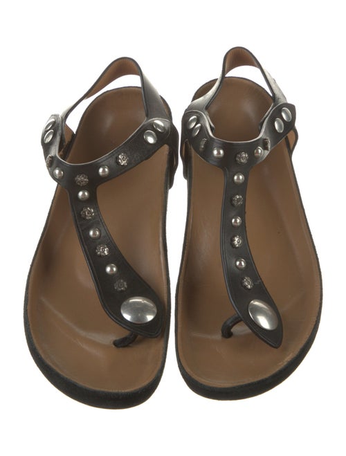 Isabel Marant Leather Studded Accents T-Strap Sandals