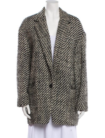Isabel Marant Wool Striped Faux Fur Coat