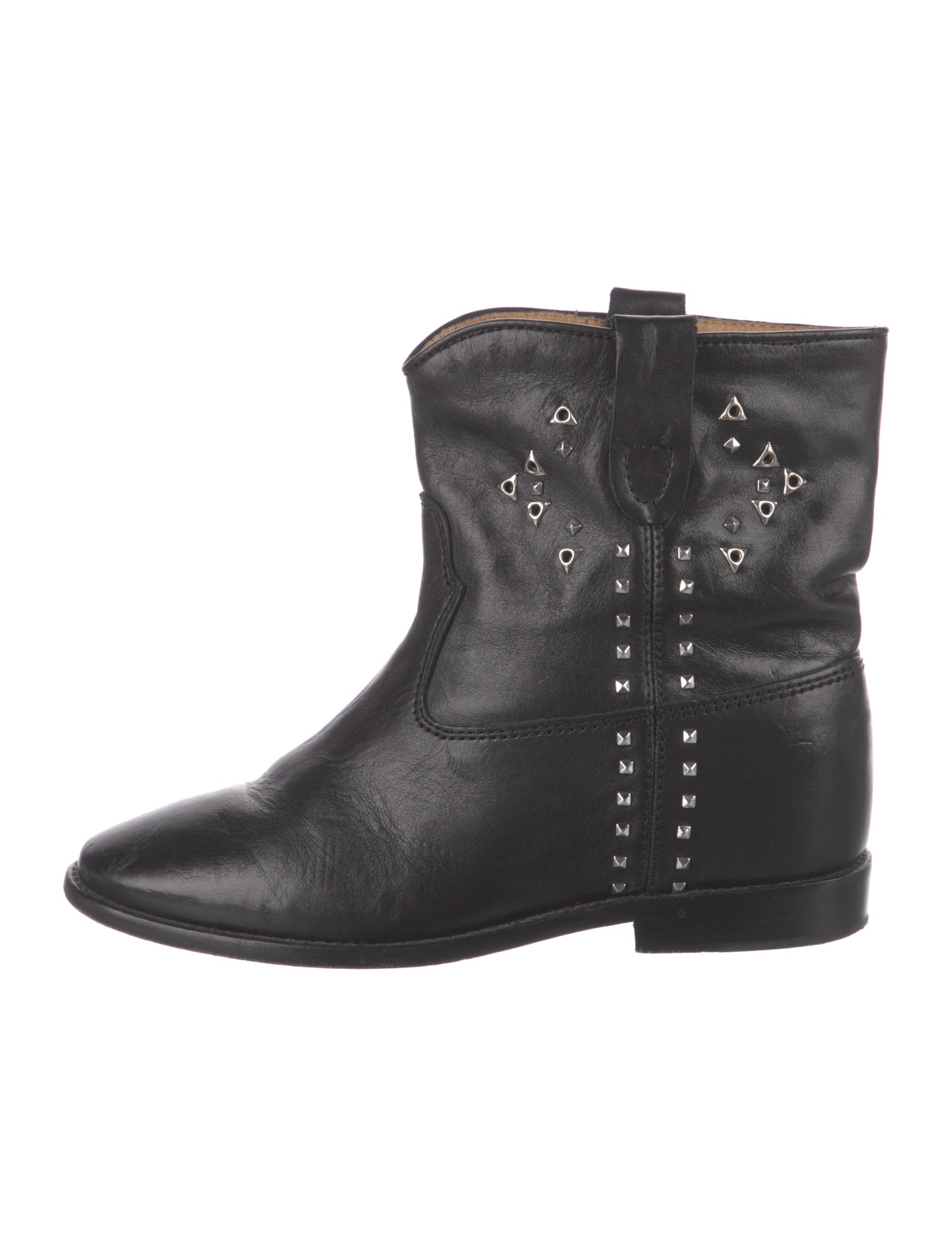 Isabel Marant Leather Studded Accents Moto Boots