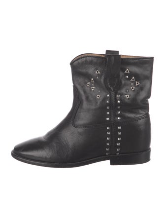 Isabel Marant Leather Studded Accents Moto Boots
