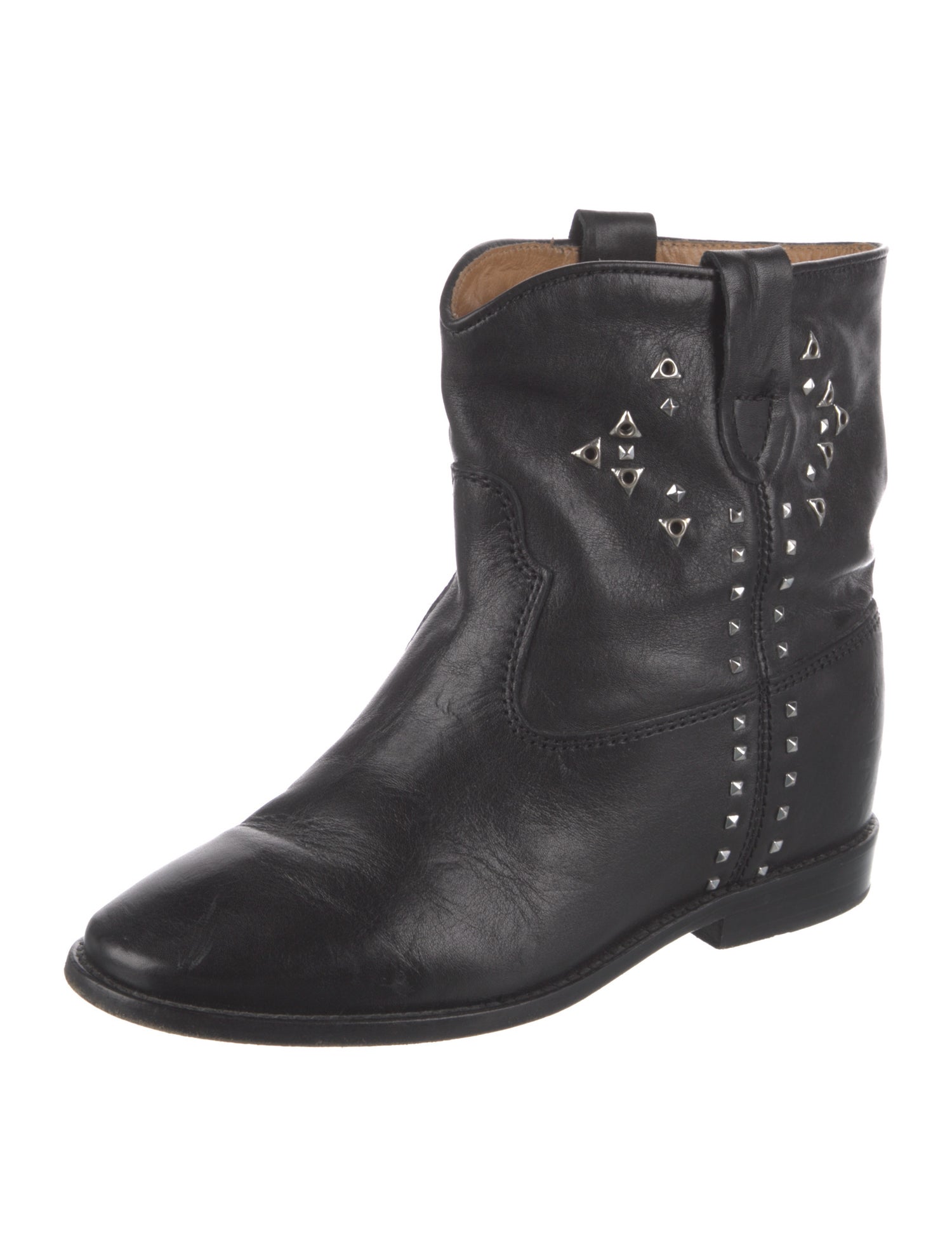 Isabel Marant Leather Studded Accents Moto Boots