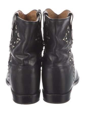 Isabel Marant Leather Studded Accents Moto Boots