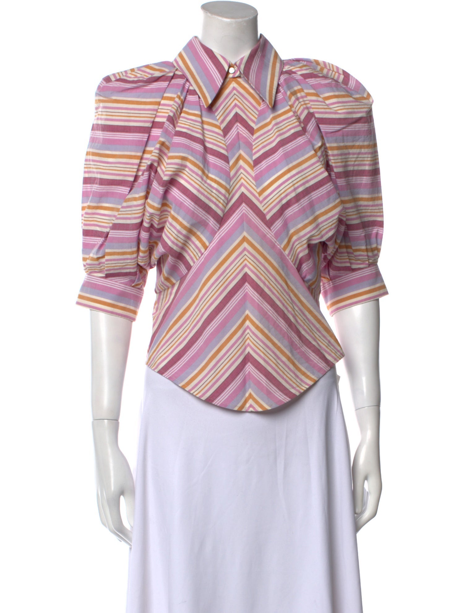 Isabel Marant Striped Three-Quarter Sleeve Button-Up Top w/ Tags