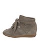 Isabel Marant Suede Colorblock Pattern Wedge Sneakers