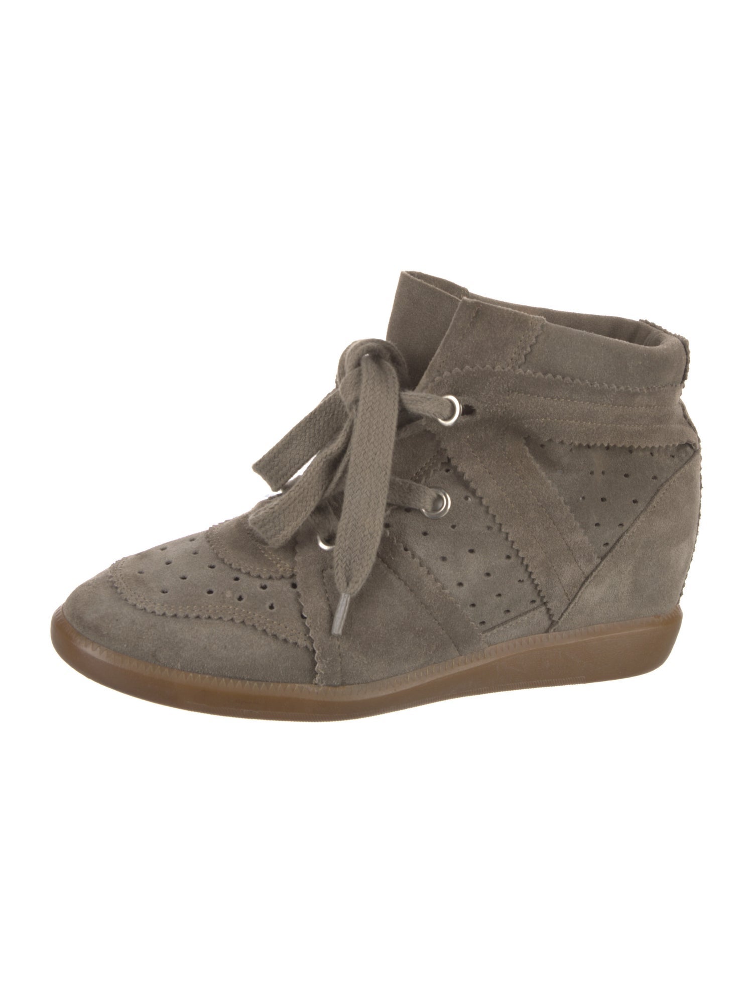 Isabel Marant Suede Colorblock Pattern Wedge Sneakers