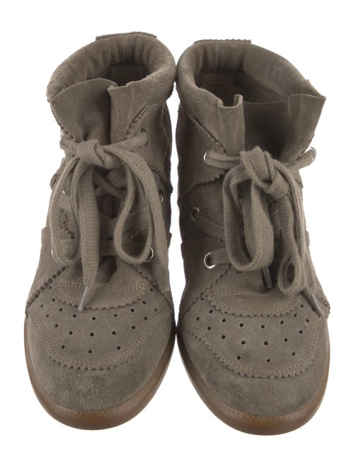 Isabel Marant Suede Colorblock Pattern Wedge Sneakers