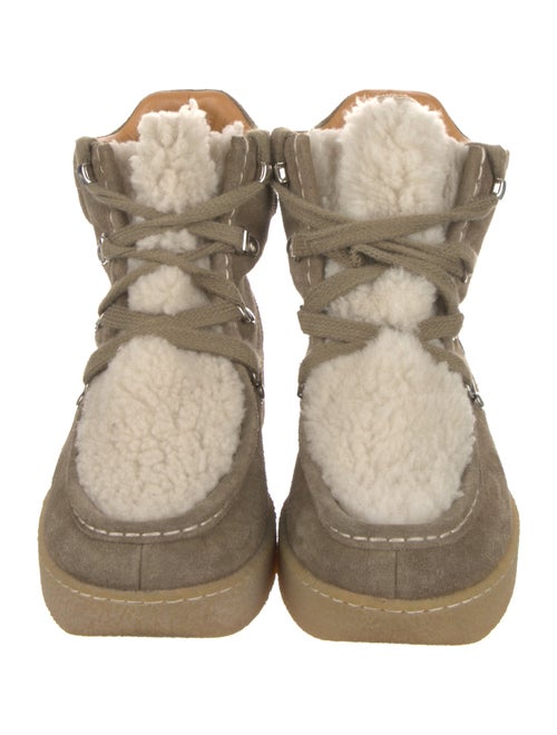 Isabel Marant Suede Fur Trim Lace-Up Boots