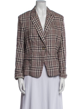 Isabel Marant Linen Plaid Print Blazer