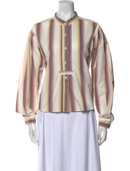 Isabel Marant Striped Mock Neck Button-Up Top