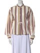 Isabel Marant Striped Mock Neck Button-Up Top