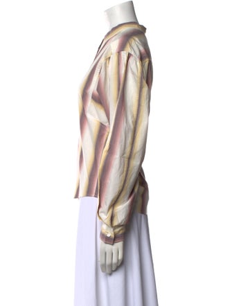 Isabel Marant Striped Mock Neck Button-Up Top