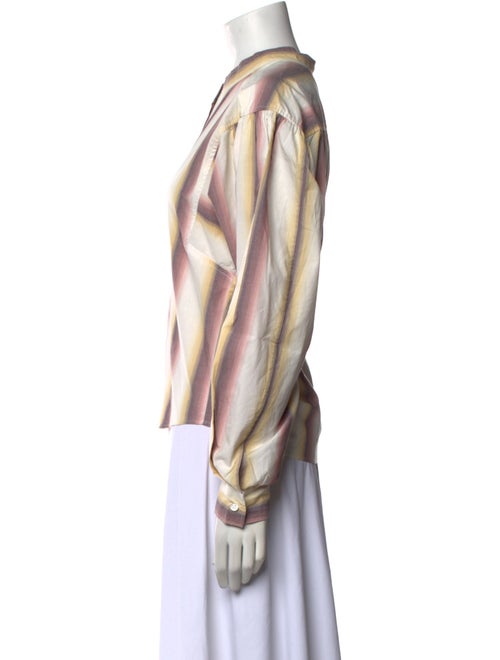 Isabel Marant Striped Mock Neck Button-Up Top