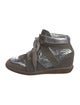 Isabel Marant Suede Colorblock Pattern Wedge Sneakers