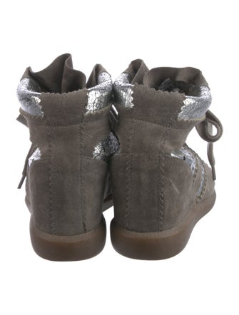 Isabel Marant Suede Colorblock Pattern Wedge Sneakers