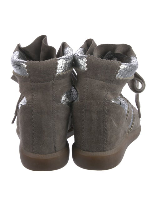 Isabel Marant Suede Colorblock Pattern Wedge Sneakers