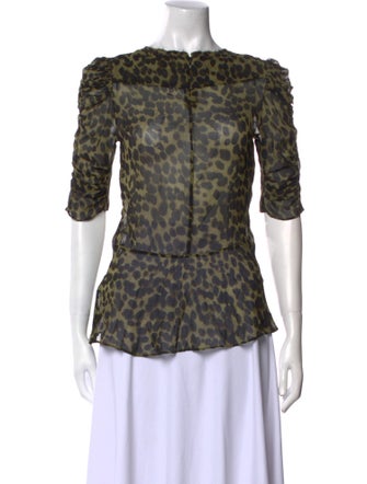 Isabel Marant Animal Print Bateau Neckline Blouse