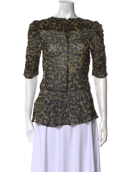 Isabel Marant Animal Print Bateau Neckline Blouse
