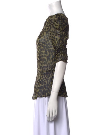 Isabel Marant Animal Print Bateau Neckline Blouse