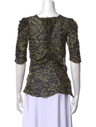 Isabel Marant Animal Print Bateau Neckline Blouse