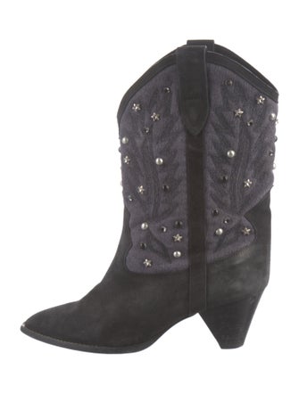 Isabel Marant Suede Crystal Embellishments Western Boots