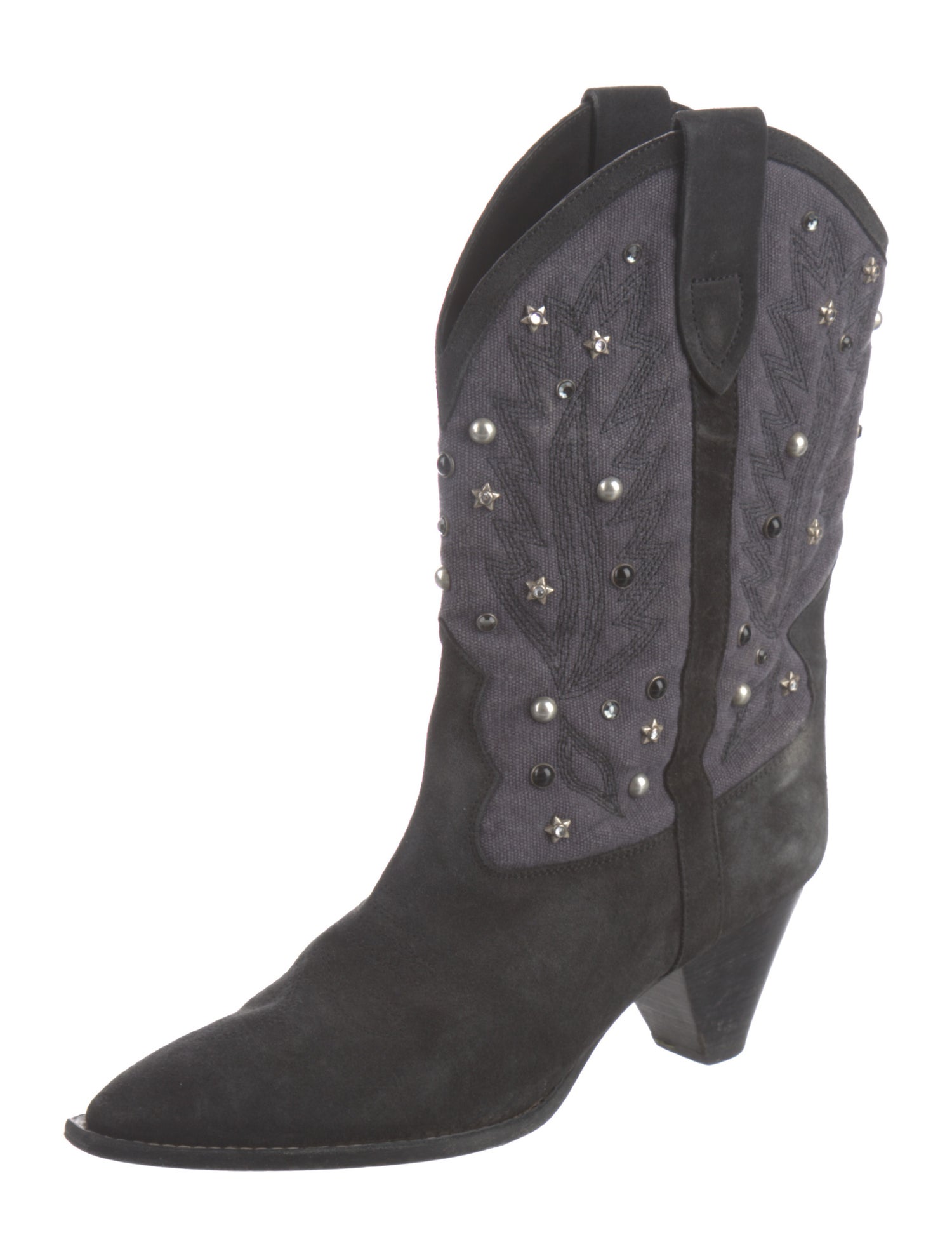 Isabel Marant Suede Crystal Embellishments Western Boots