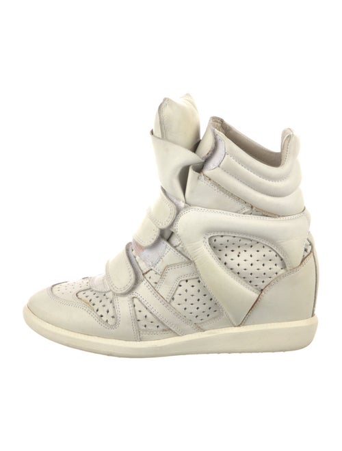 Isabel Marant Leather Lasercut Accents Wedge Sneakers