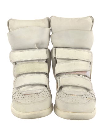 Isabel Marant Leather Lasercut Accents Wedge Sneakers