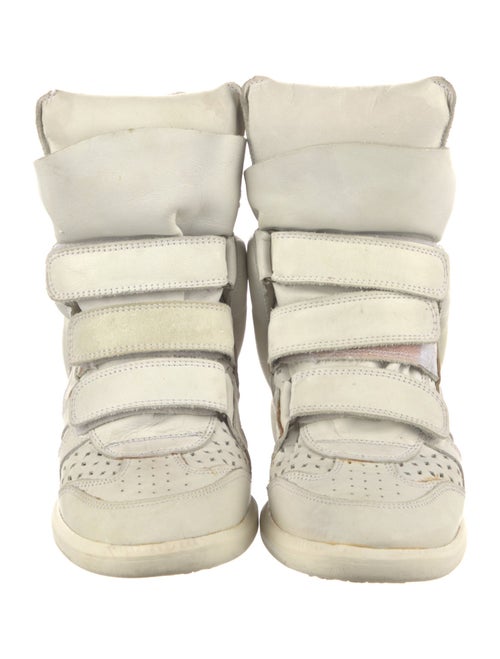 Isabel Marant Leather Lasercut Accents Wedge Sneakers