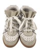 Isabel Marant Leather Colorblock Pattern Wedge Sneakers