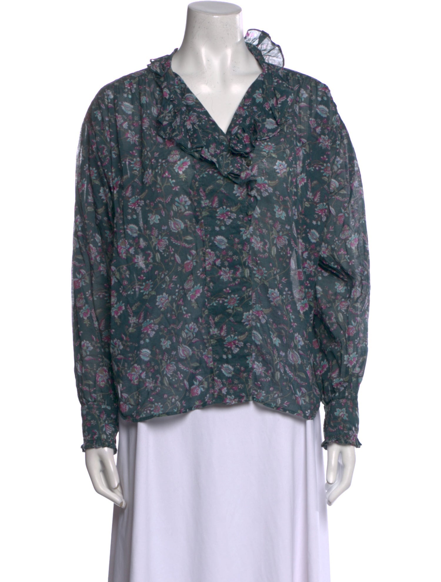 Isabel Marant Floral Print V-Neck Blouse
