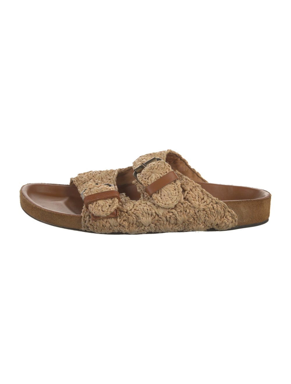 Isabel Marant Straw Slides Neutrals Buckle Closur… - image 1