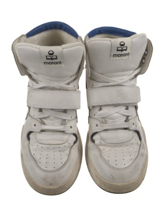 Isabel Marant Leather Colorblock Pattern Wedge Sneakers