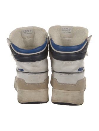 Isabel Marant Leather Colorblock Pattern Wedge Sneakers