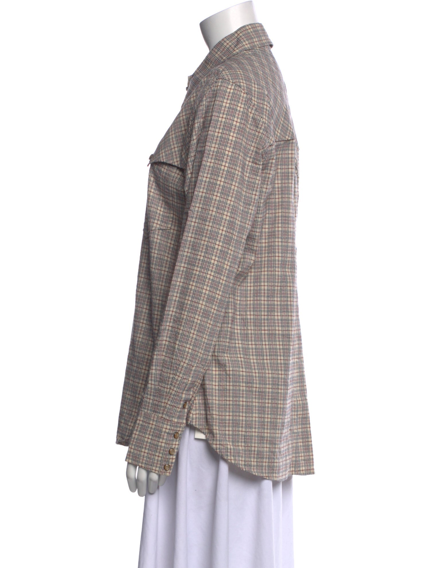 Isabel Marant Plaid Print Long Sleeve Button-Up Top