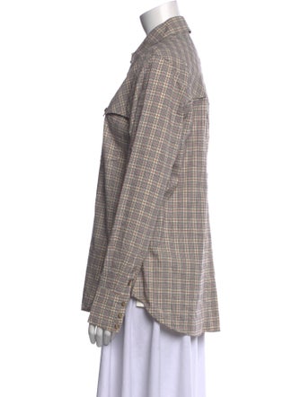 Isabel Marant Plaid Print Long Sleeve Button-Up Top