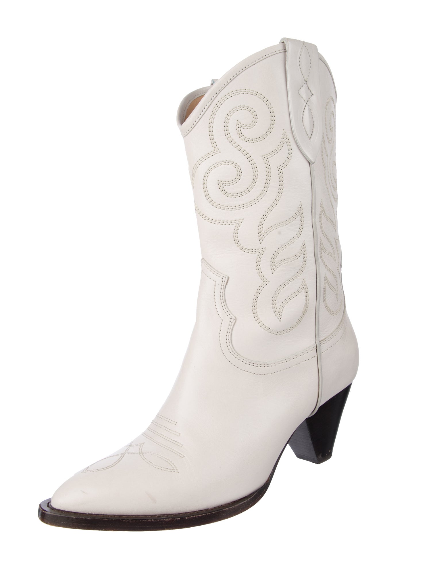 Isabel Marant Leather Embroidered Accent Western Boots