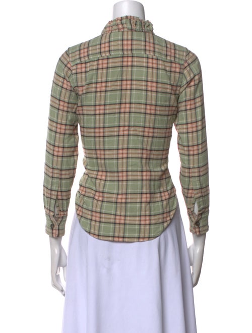 Isabel Marant Plaid Print Three-Quarter Sleeve Button-Up Top