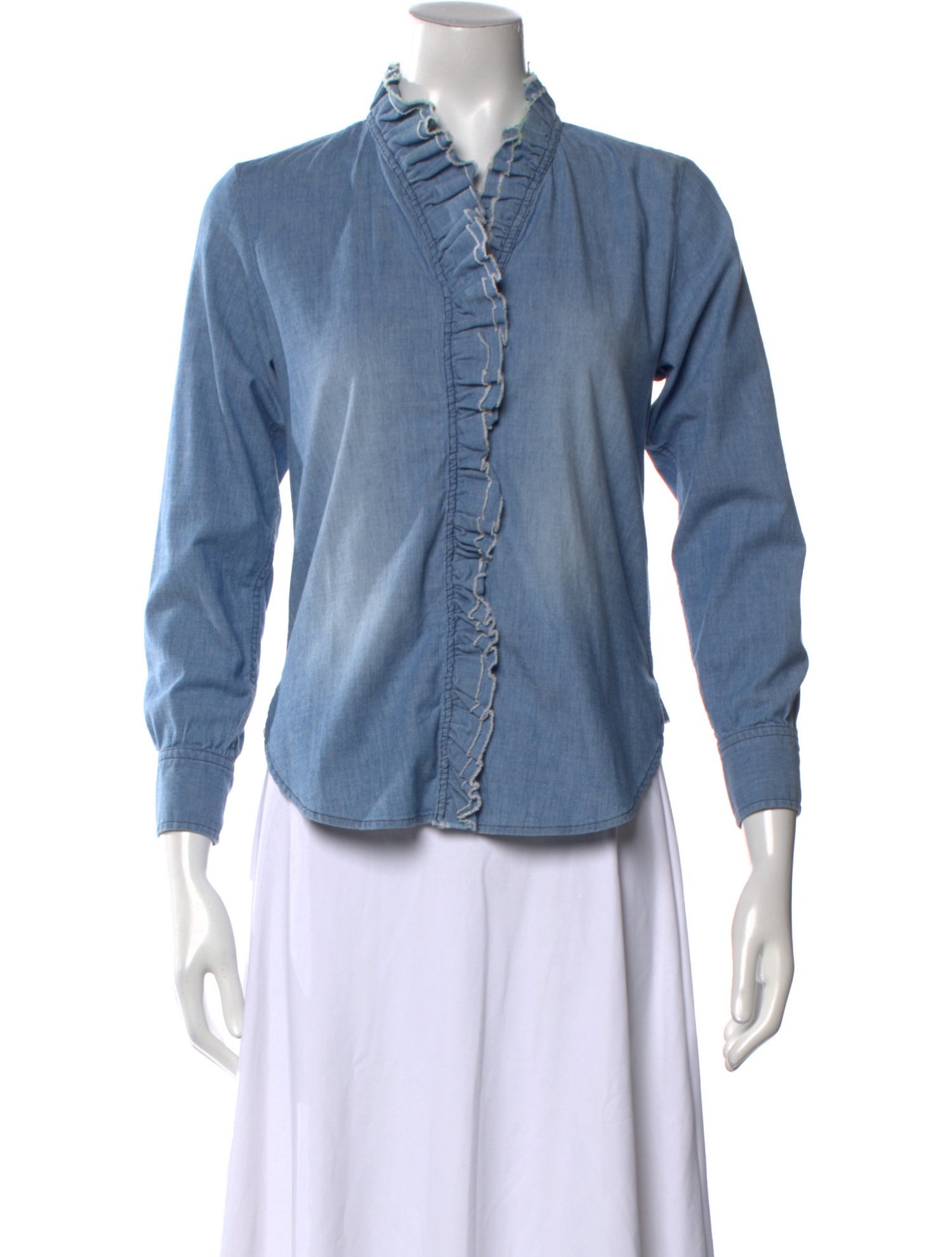 Isabel Marant V-Neck Three-Quarter Sleeve Button-Up Top