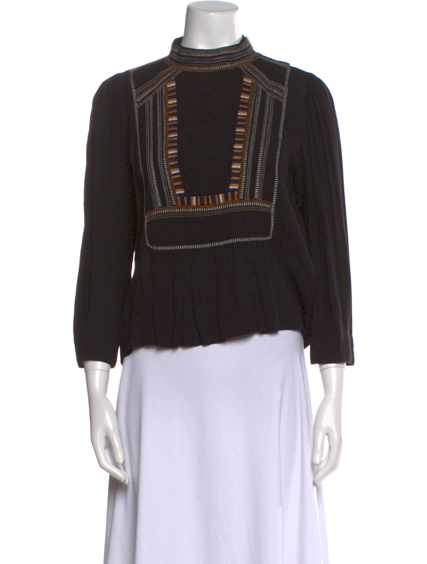 Isabel Marant Mock Neck Three-Quarter Sleeve Crop Top