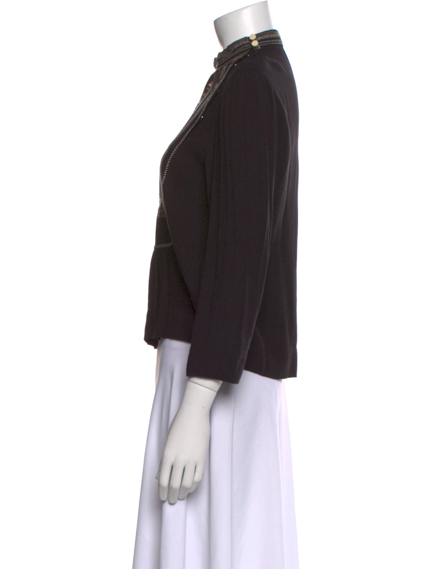 Isabel Marant Mock Neck Three-Quarter Sleeve Crop Top