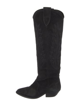 Isabel Marant Suede Embroidered Accent Riding Boots