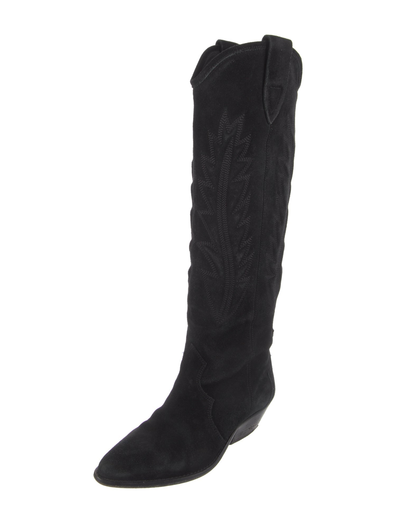 Isabel Marant Suede Embroidered Accent Riding Boots