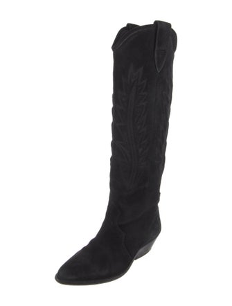 Isabel Marant Suede Embroidered Accent Riding Boots